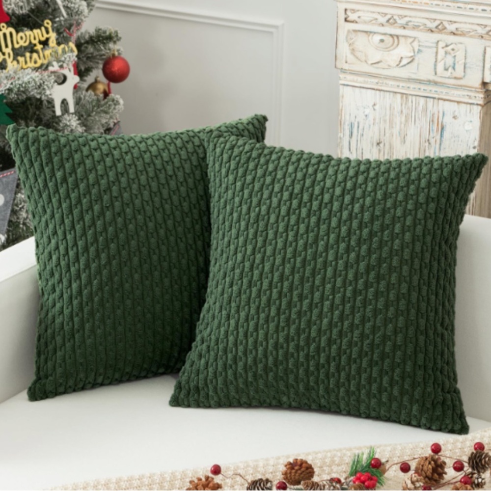 Christmas Holiday Throw Pillow Covers EXTRA-LARGE 26x26” Army Green